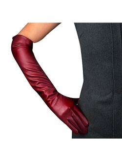 Edith qi 1920s Long Opera Party Gloves for Women,Faux Leather Elbow Length Costume Novelty Gloves