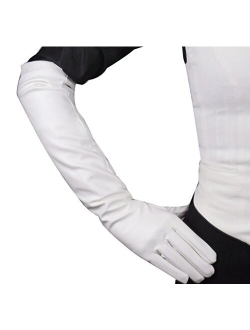 Edith qi 1920s Long Opera Party Gloves for Women,Faux Leather Elbow Length Costume Novelty Gloves