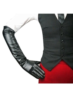 Edith qi 1920s Long Opera Party Gloves for Women,Faux Leather Elbow Length Costume Novelty Gloves