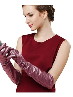 Bellady Long Faux Leather Gloves for Women,Elbow Length Touchscreen Dress Gloves,Cosplay Costume Opera Gloves