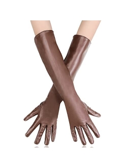 Bellady Long Faux Leather Gloves for Women,Elbow Length Touchscreen Dress Gloves,Cosplay Costume Opera Gloves