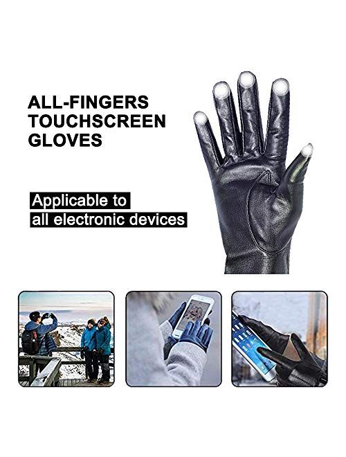 QECEPEI Womens Long Leather Gloves Winter Touchscreen Opera Evening Dress Driving Gloves