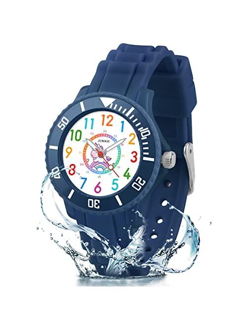 Juboos Kids Watch, Waterproof Quartz Stone Kids Analog Watch Easy Study Time and Reading Teaching Tool for Boys and Girls Aged 3-12, Kids Gifts, Christmas Gifts