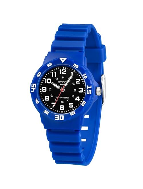 SOCICO Children Analog Watch Waterproof Time Teaching Boys Girls Watch Soft Band Learning Time Wrist Watch for Kids