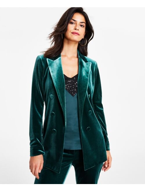 BAR III Women's Velvet Faux Double-Breasted Blazer, Created for Macy's