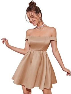 Cadoly Off Shoulder Satin Homecoming Dresses 2023 for Teens A Line HOCO Dress Short for Women Cocktail Party