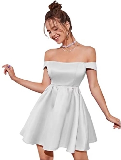 Cadoly Off Shoulder Satin Homecoming Dresses 2023 for Teens A Line HOCO Dress Short for Women Cocktail Party