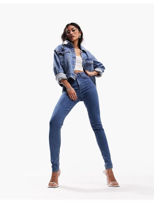 ASOS DESIGN western denim jacket in midwash blue