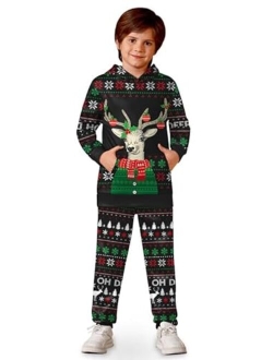 BesserBay Boys Christmas Ugly Sweatshirt Set with Pockets 4-14 Years