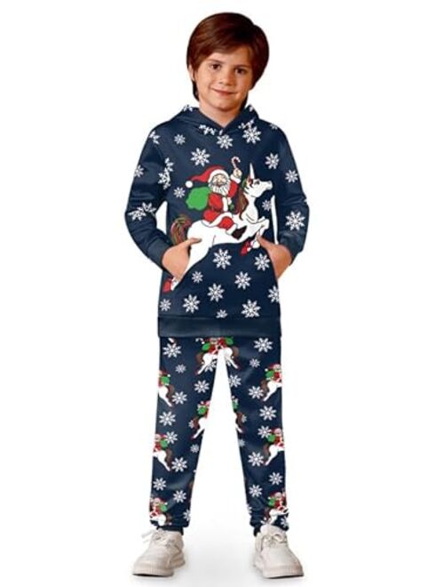 BesserBay Boys Christmas Ugly Sweatshirt Set with Pockets 4-14 Years