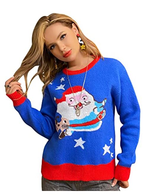 Fashionme Women/Men Ugly Christmas Sweaters Pullover Holiday Couples Matching Premium Warm Stretchy Soft Breathable