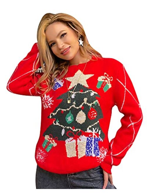 Fashionme Women/Men Ugly Christmas Sweaters Pullover Holiday Couples Matching Premium Warm Stretchy Soft Breathable