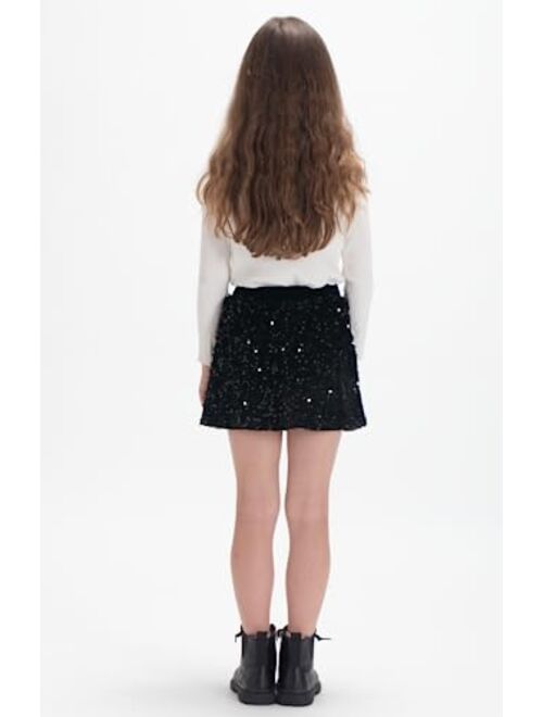 WELAKEN Sparkly Sequin Skirt for Girls Toddler & Kids II Little Girl's Elastic Waistband Skirts