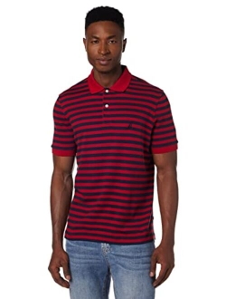 Men's Classic Fit 100% Cotton Soft Short Sleeve Stripe Polo Shirt