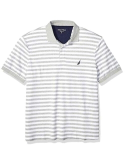 Men's Classic Fit 100% Cotton Soft Short Sleeve Stripe Polo Shirt