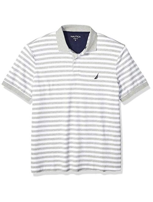 Nautica Men's Classic Fit 100% Cotton Soft Short Sleeve Stripe Polo Shirt