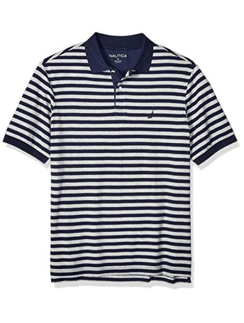 Nautica Men's Classic Fit 100% Cotton Soft Short Sleeve Stripe Polo Shirt