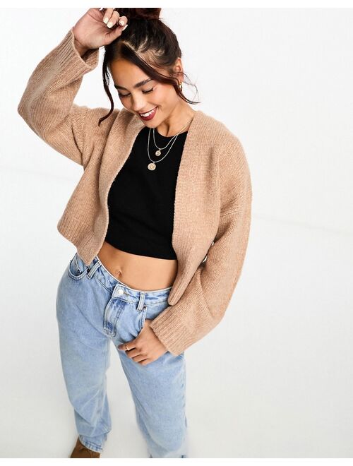 ASOS DESIGN boxy edge to edge cardigan in camel