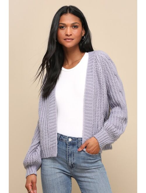 Lulus Warm Impression Heather Taupe Cable Knit Open-Front Cardigan