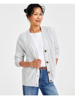 Style & Co Women's Cable-Knit V-Neck Cardigan, Created for Macy's