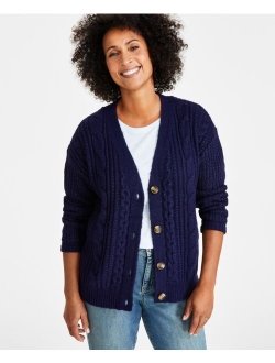 Style & Co Women's Cable-Knit V-Neck Cardigan, Created for Macy's