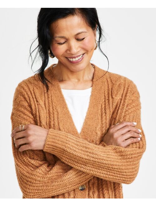 Style & Co Women's Cable-Knit V-Neck Cardigan, Created for Macy's