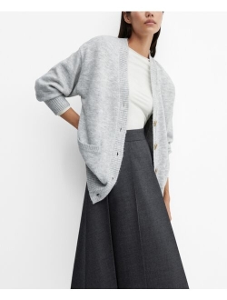 Women's Button Detail Oversized Cardigan