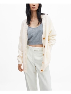 Women's Button Detail Oversized Cardigan