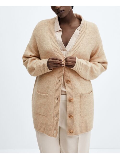 MANGO Women's Button Detail Oversized Cardigan