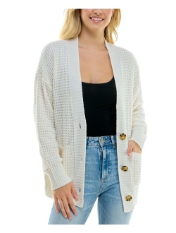 Ultra Flirt Juniors' Chenille Ribbed Patch-Pocket Cardigan