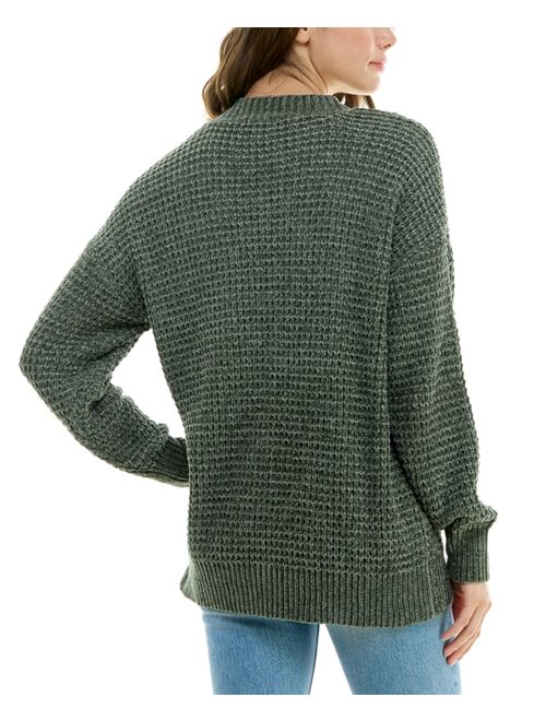 Ultra Flirt Juniors' Chenille Ribbed Patch-Pocket Cardigan