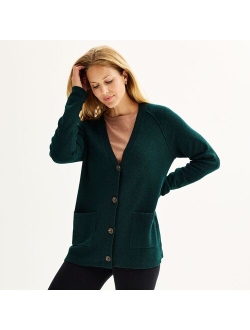 Long Button-Front Cardigan