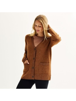 Long Button-Front Cardigan