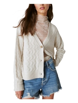 Women's Cozy Cable-Knit Button-Front Cardigan