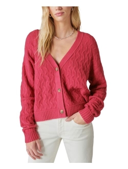 Women's Cozy Cable-Knit Button-Front Cardigan