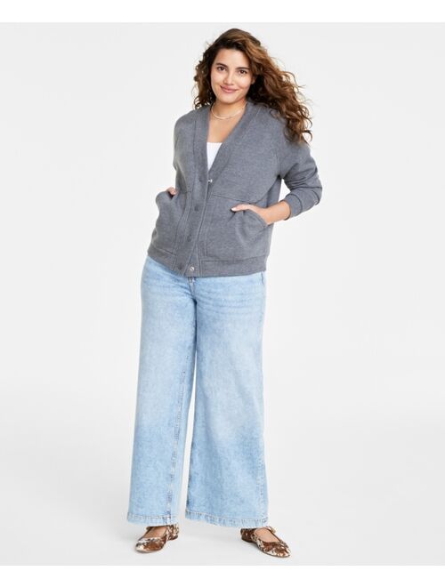 On 34th Women's Fleece Snap-Front Cardigan, Created for Macy's