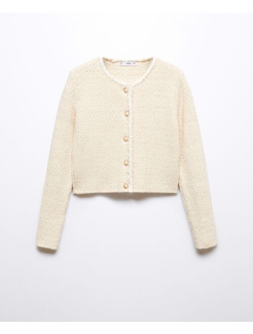 MANGO Women's Jewel Button Detail Knitted Cardigan