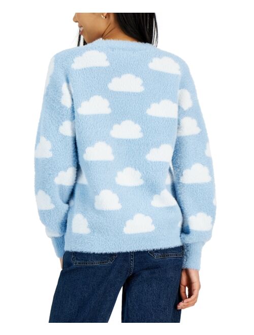 Crave Fame Juniors' Cloud Button-Up Eyelash Cardigan