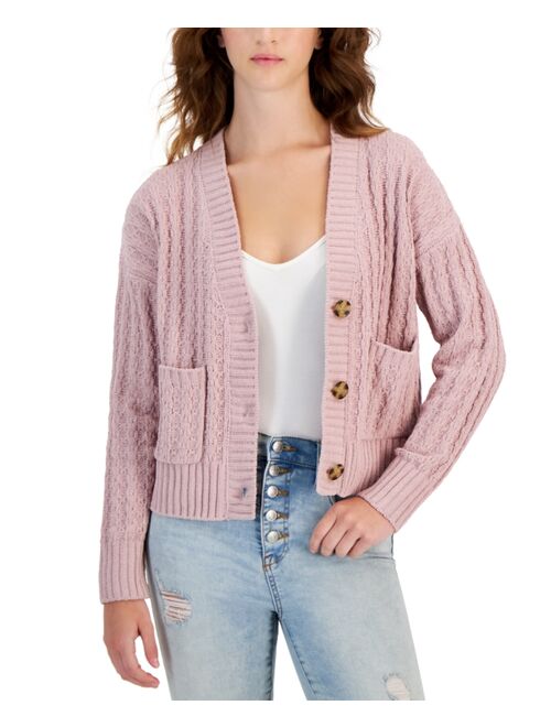 Pink Rose Juniors' Front Pocket Cardigan Sweater