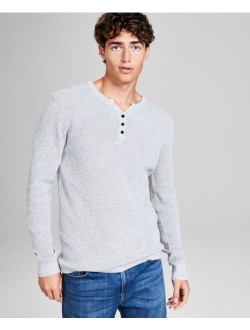 Men's Regular-Fit Waffle-Knit Long-Sleeve Y-Neck T-Shirt, Created for Macy's