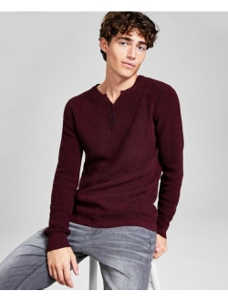 Men's Regular-Fit Waffle-Knit Long-Sleeve Y-Neck T-Shirt, Created for Macy's