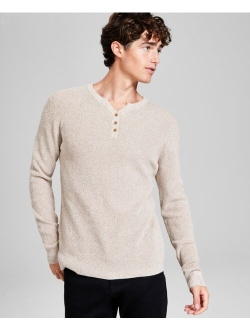 Men's Regular-Fit Waffle-Knit Long-Sleeve Y-Neck T-Shirt, Created for Macy's