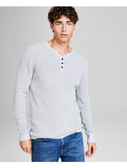 AND NOW THIS Men's Regular-Fit Waffle-Knit Long-Sleeve Y-Neck T-Shirt, Created for Macy's