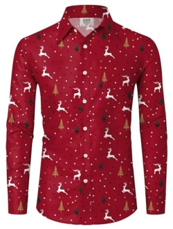 Arvilhill Mens Christmas Button Shirts Long Sleeve Ugly Xmas Shirts