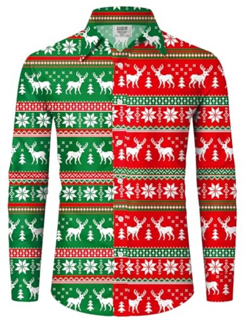 Arvilhill Mens Christmas Button Shirts Long Sleeve Ugly Xmas Shirts