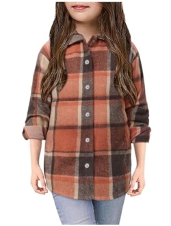 Yoklass Girls Plaid Button Down Shirts Western Shirts Kids Long Sleeve Casual Collared Blouses 3-14Y