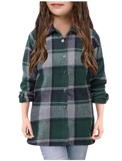 Yoklass Girls Plaid Button Down Shirts Western Shirts Kids Long Sleeve Casual Collared Blouses 3-14Y