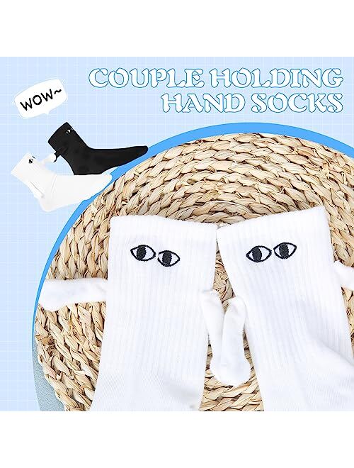 Tenflyer ahishfoneya Hand in Hand Socks Friendship Socks, 2 Pairs Magnetic Socks Hand Hold Friend Socks Funny 3D Doll Couple Socks (Cotton, A)