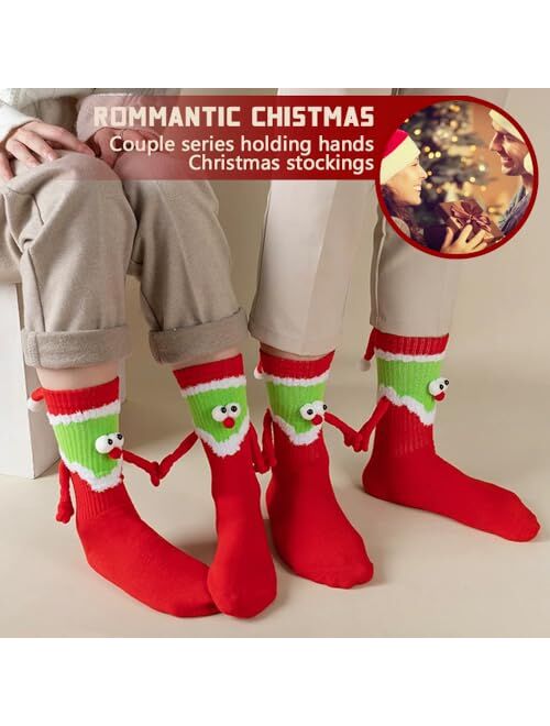 Engmoo Christmas Stocking Stuffers,Magnetic Holding Hands Socks Christmas Gift for Men Women Kids Family