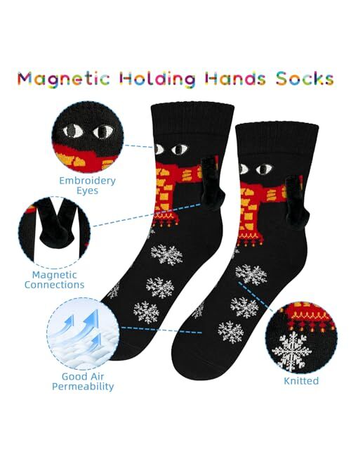 SytuHete Christmas Holding Hands Socks Funny Couple Socks Women Men Holiday Gift Friendship Gifts Novelty 3D Doll Socks